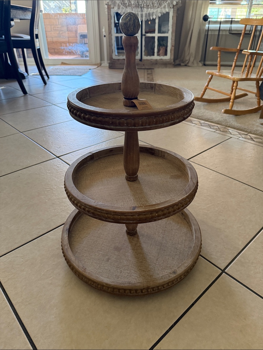 Three-Tier Wooden Serving Tray - Rustic Brown